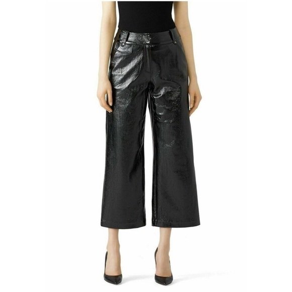 Three Floor Handsome Lady Faux Leather Cropped Black runway pant - Picture 1 of 11